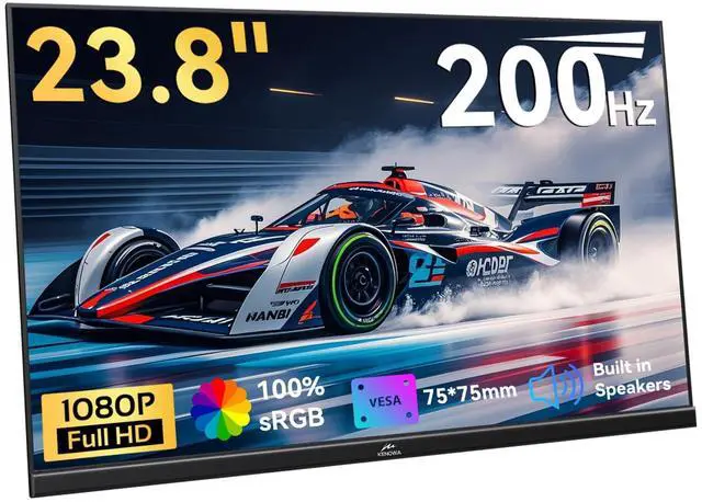 Main image of 23.8" Large Portable Monitor 200Hz FHD 1080P IPS Freesync USB-C HDMI External Gaming Monitor with Dual Speakers Adjustable Stand, Second Display for Laptop Phone PC Computer Mac Xbox PS4