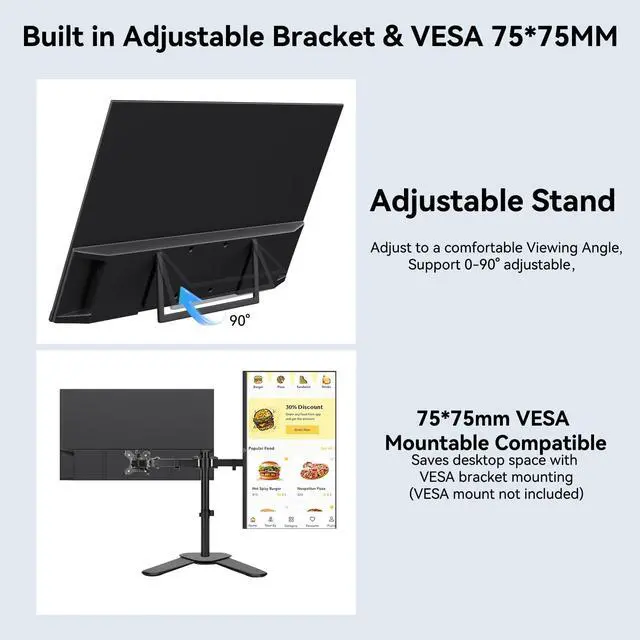 Alt view image 5 of 7 - 23.8" Large Portable Monitor 200Hz FHD 1080P IPS Freesync USB-C HDMI External Gaming Monitor with Dual Speakers Adjustable Stand, Second Display for Laptop Phone PC Computer Mac Xbox PS4