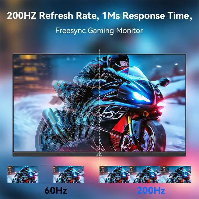 Alt view image 7 of 7 - 23.8" Large Portable Monitor 200Hz FHD 1080P IPS Freesync USB-C HDMI External Gaming Monitor with Dual Speakers Adjustable Stand, Second Display for Laptop Phone PC Computer Mac Xbox PS4