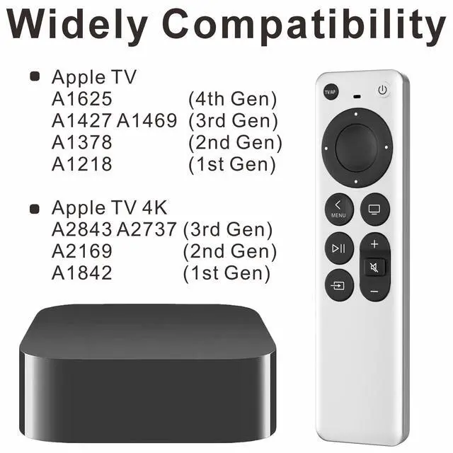 Alt view image 4 of 7 - Replacement Remote Control for All Apple TV Remote