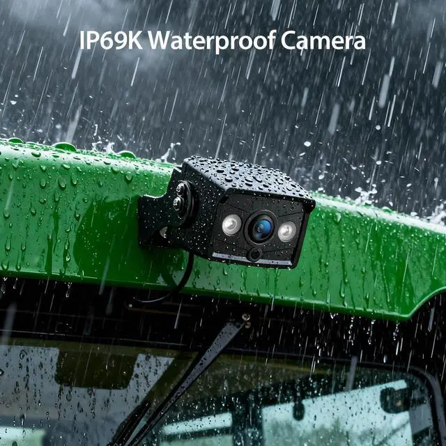 Alt view image 5 of 7 - 2 Wired Rear View Backup Camera System, 10" 1080P Monitor IP69K Waterproof Vibration-Proof 10G Reverse Camera, Quad Split Screen for Tractor, Truck, Trailer, Combine, Heavy Equipment, BH102