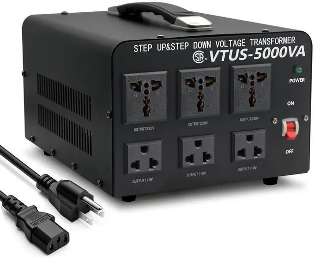 Main image of 5000W Voltage Converter Transformer - Heavy Duty Step Up/Down | Convert from 110-120 Volt to 220-240 Volt and from 220-240 Volt to 110-120 Volt - Circuit Breaker Protection