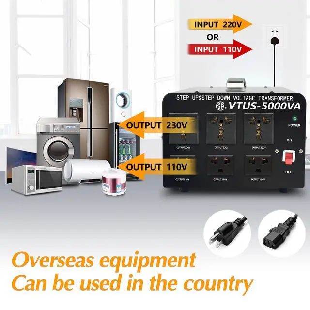 Alt view image 3 of 7 - 5000W Voltage Converter Transformer - Heavy Duty Step Up/Down | Convert from 110-120 Volt to 220-240 Volt and from 220-240 Volt to 110-120 Volt - Circuit Breaker Protection