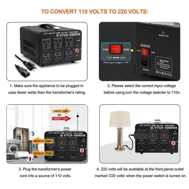 Alt view image 7 of 7 - 5000W Voltage Converter Transformer - Heavy Duty Step Up/Down | Convert from 110-120 Volt to 220-240 Volt and from 220-240 Volt to 110-120 Volt - Circuit Breaker Protection