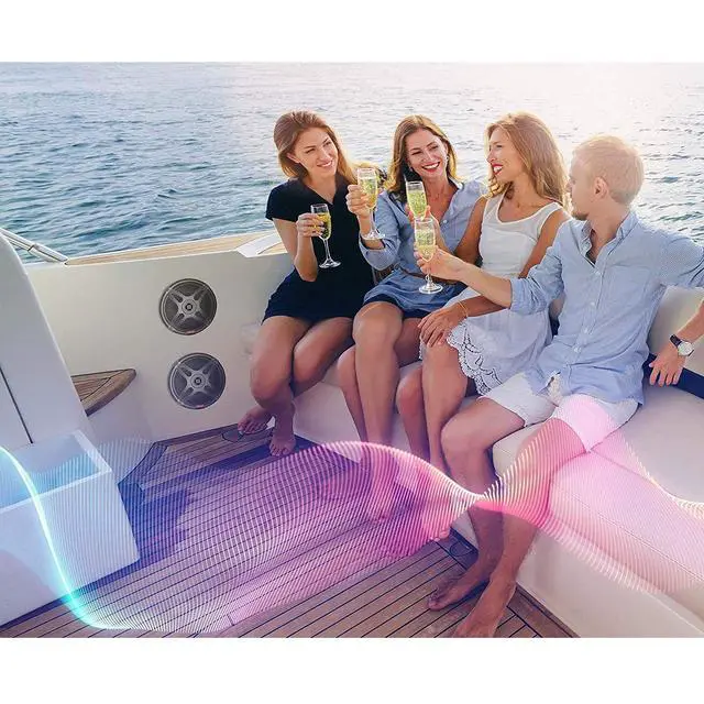 Alt view image 5 of 6 - 6.5 Inch Bluetooth Marine Speakers - 2-way IP-X4 Waterproof and Weather Resistant Outdoor Audio Dual Stereo Sound System with 600 Watt Power and Low Profile Design - 1 Pair - PLMRBT65B (Black)