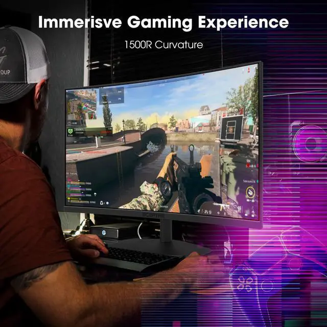 Alt view image 6 of 6 - New! Curved 27-inch Gaming Monitor 1500R 100Hz HDMI X2 DisplayPort 1ms 100% sRGB, Build-in Speakers Machine Black 2026 (C275W-FW100T)