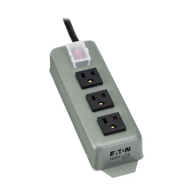 Main image of Eaton Series 3-Outlet Heavy Duty Power Strip, Metal, Mountable (Wall Mount & Under Desk), 6ft Extension Cord, On/Off Switch Cover, Industrial Garage Shop Work Bench Applications (3SP)