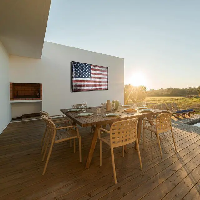 Alt view image 5 of 7 - Leather Outdoor TV Cover 70-75 Inch Vinyl Fabric, Marine Faux Leather Waterproof & Weatherproof TV Cover with Roll Up Front, Zipper Closure & Remote Control Pocket, American Flag
