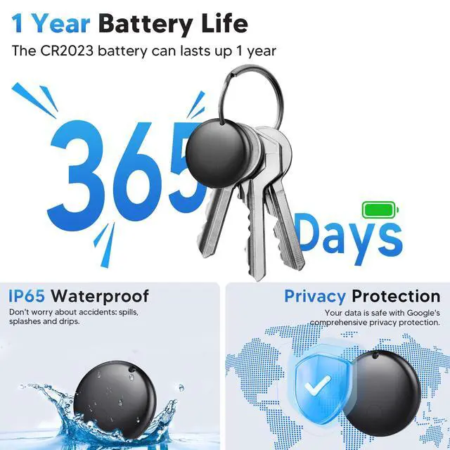 Alt view image 5 of 6 - Air Tags for Android,Air Tags-4 Pack Android Tracker Tags,1 Year Battery Life,Google Find Trackers for Google'S Find Hub App Luggage Tracker for Keys, Luggage,etc.(Black, 4 Pack)