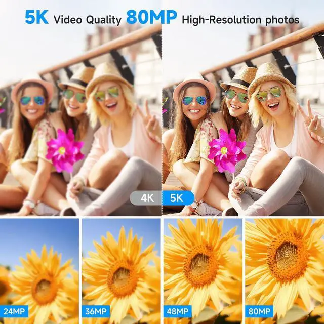 Alt view image 2 of 7 - 5K Vlogging Digital Camera for Beginners,80MP Travel Camera for Photography with 32GB Card,18X Zoom Portable Compact Camera with 180° Flip Screen,Waterproof Point and Shoot Camera for Teen,Ideal Gift