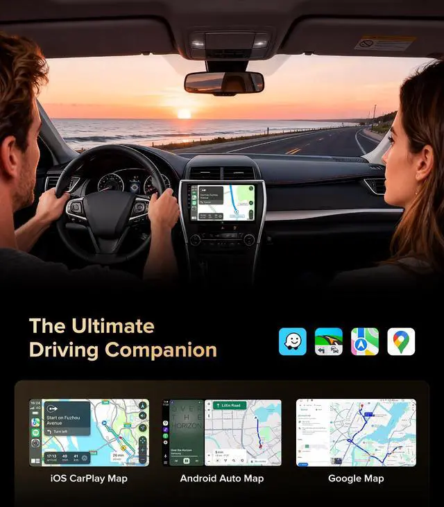 Alt view image 4 of 7 - 10" Wireless CarPlay Radio for Toyota Camry 2015-2017 (LE/SE/XLE) | QLED screen for safe daily commutes. 64GB ROM offline maps, Retain 1080P back up camera & Steering wheel control