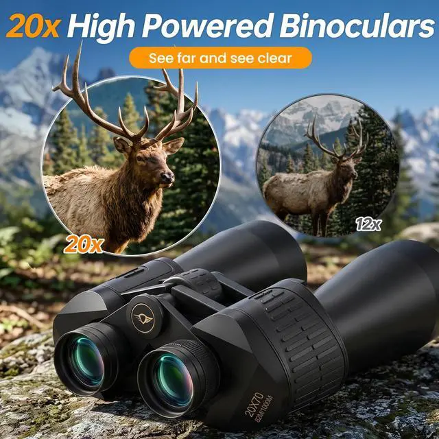 Alt view image 2 of 7 - 20x70 Binoculars for Adults High Powered Cruise Ship Binocular | Low Light Vision, Large View, Bird Watching, Hunting, Hiking, Stargazing, FMC BAK4 Prism, Gifts for Men