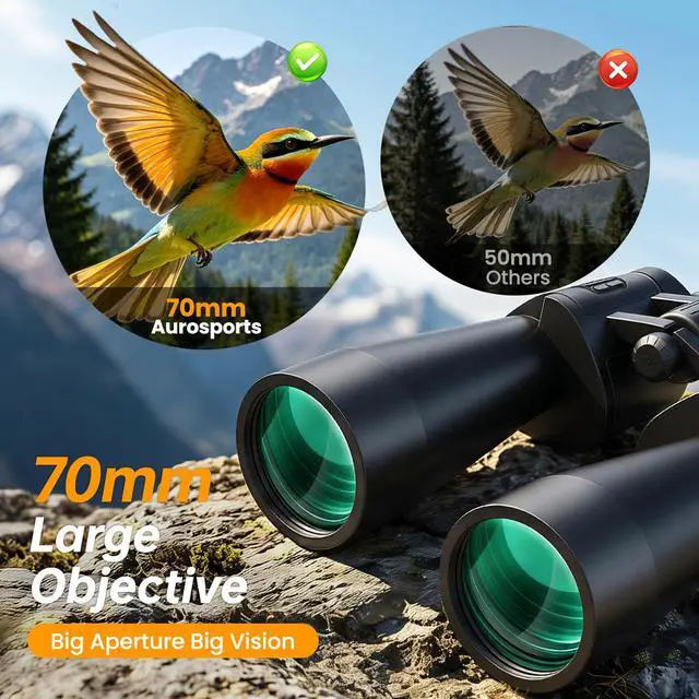 Alt view image 4 of 7 - 20x70 Binoculars for Adults High Powered Cruise Ship Binocular | Low Light Vision, Large View, Bird Watching, Hunting, Hiking, Stargazing, FMC BAK4 Prism, Gifts for Men