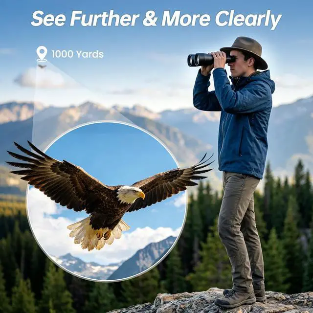 Alt view image 6 of 7 - 20x70 Binoculars for Adults High Powered Cruise Ship Binocular | Low Light Vision, Large View, Bird Watching, Hunting, Hiking, Stargazing, FMC BAK4 Prism, Gifts for Men