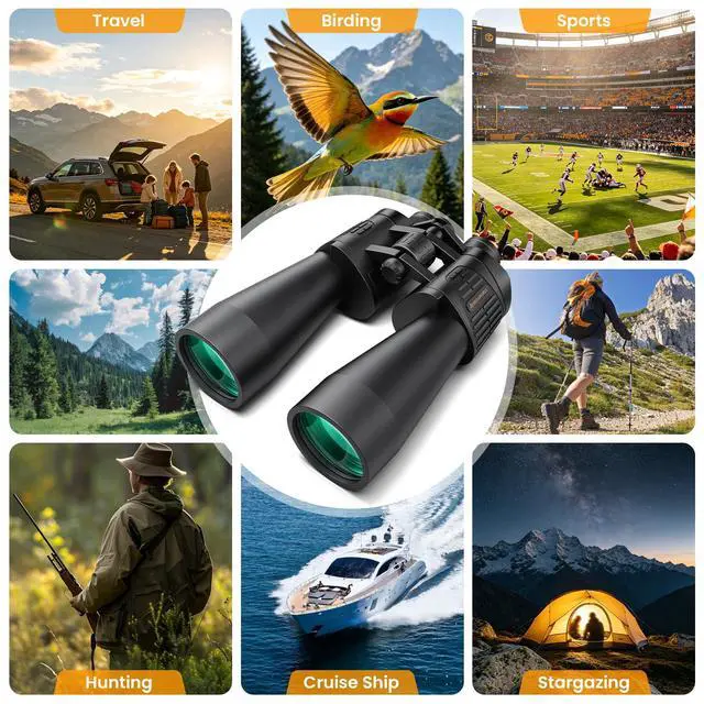 Alt view image 7 of 7 - 20x70 Binoculars for Adults High Powered Cruise Ship Binocular | Low Light Vision, Large View, Bird Watching, Hunting, Hiking, Stargazing, FMC BAK4 Prism, Gifts for Men
