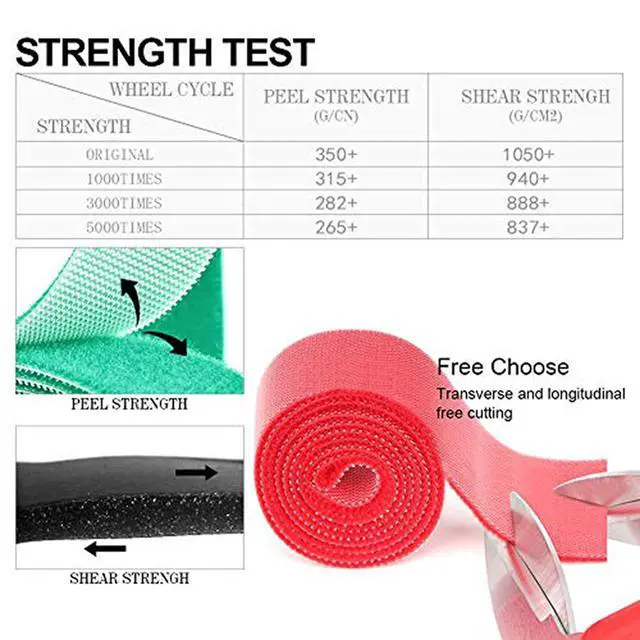 Alt view image 6 of 6 - 4'' Wide 5 Yards Long Heavy Duty Hook & Loop Cable Tie Cord Wrap Fastener Nylon Power Cord Management Wire Organizer Strap Reusable Cut to Size Self Gripping Tape Roll