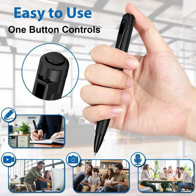 Alt view image 2 of 5 - 1080P HD Mini Body Camera Pen, Nanny Cam Video Recorder with Motion Detection for Meetings and Personal Security (32GB)