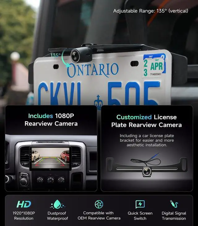 Alt view image 4 of 7 - Car Radio for Dodge Ram 1500 2500 3500 13-18, Wireless CarPlay Android Auto | 10.2" IPS HD Stereo touchscreen, 5G WiFi GPS navigation, phone link, Bluetooth, AM FM SWC, 1080P backup camera