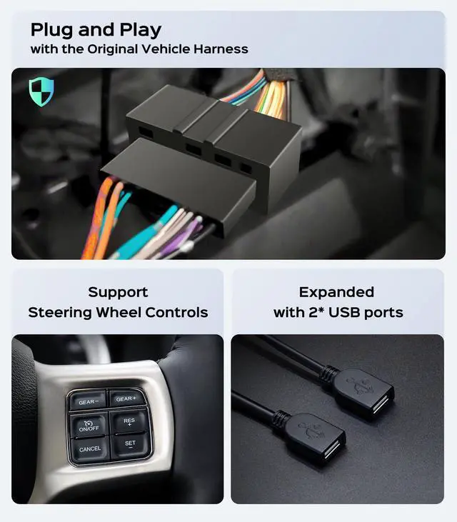 Alt view image 6 of 7 - Car Radio for Dodge Ram 1500 2500 3500 13-18, Wireless CarPlay Android Auto | 10.2" IPS HD Stereo touchscreen, 5G WiFi GPS navigation, phone link, Bluetooth, AM FM SWC, 1080P backup camera