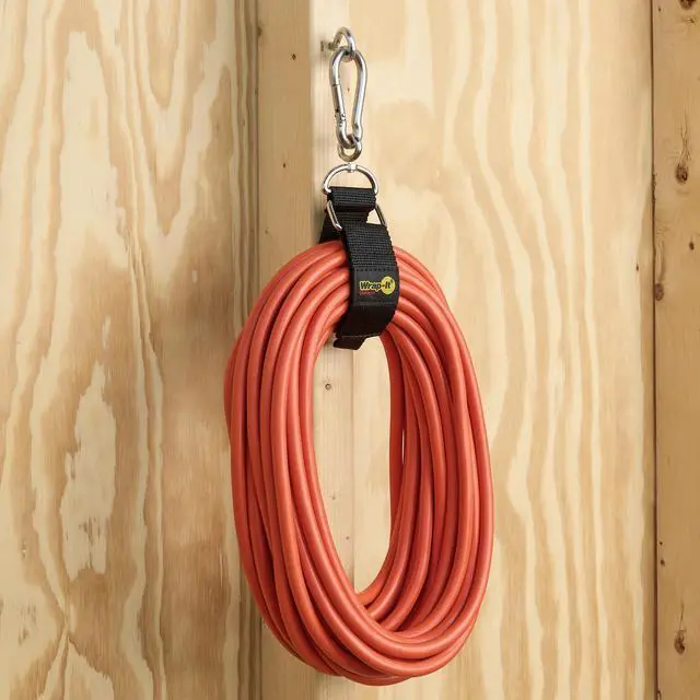 Alt view image 4 of 7 - Hook 'n Hang Straps - 12" (2-Pack) Black | Carabiner Straps to Use as Extension Cord Holder Heavy Duty Straps with Hooks for Cord Storage or Garden Hose Strap