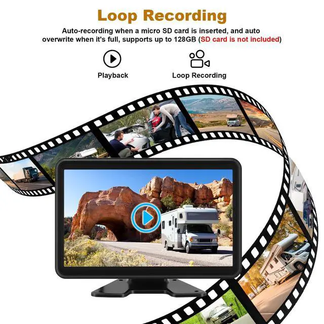Alt view image 4 of 7 - Wired Backup Camera System with 10.1" Touch Monitor, 4 HD 1080P Rear View& Side View Cameras, 4 Split Screen, Night Vision, IP68 Waterproof Back up Camera for Truck/RV/Trailer/Bus/Tractor