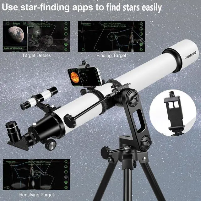 Alt view image 2 of 7 - Telescope for Adults High Powered, 90mm Aperture 1000mm Refractor Telescopes for Adults Astronomy Telescopio with High Precision Adjustment, Ultra-Stable Vertisteel AZ Mount Base Tripod, Phone Adapte