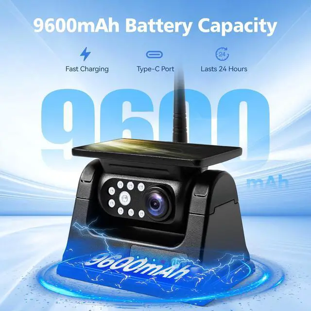 Alt view image 5 of 7 - 10.1" - 2 Magnetic Solar Wireless Backup Camera, HD 1080P DVR Monitor, Dual RV Cameras System for Hitch Towing RV Camper Trailer, IR Night Vision, Rechargeable Battery, Type-C Charging, SR2