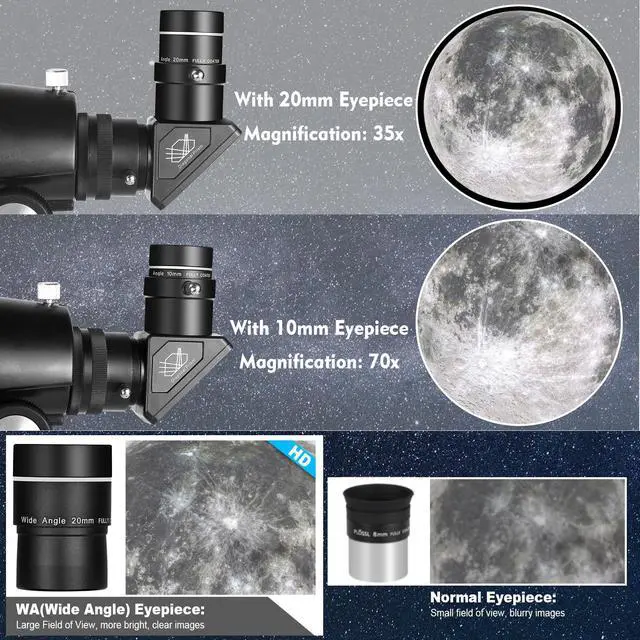 Alt view image 6 of 7 - Telescope for Adults High Powered, 90mm Aperture 1000mm Refractor Telescopes for Adults Astronomy Telescopio with High Precision Adjustment, Ultra-Stable Vertisteel AZ Mount Base Tripod, Phone Adapte
