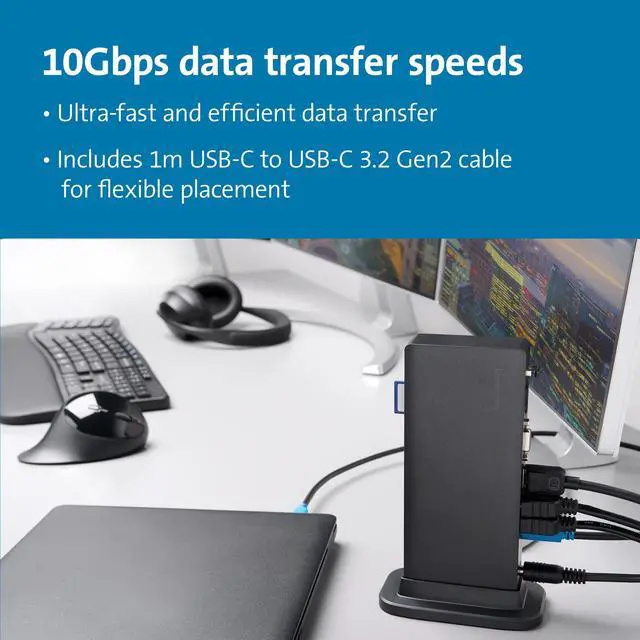 Alt view image 4 of 6 - Triple Display USB-C Docking Station for Dell, HP, Lenovo, Acer, ASUS, Razer, Surface - Triple 4K Video, 100W PD (K37060NA)