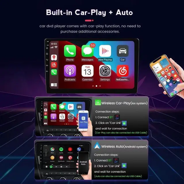 Alt view image 4 of 7 - 9'' Car Radio for Subaru Outback Legacy 2015-2022,8 Core 2+32G | Wireless CarPlay Android Auto Head Unit Android Stereo GPS Navigation Touch Screen Upgrade with 4G LTE