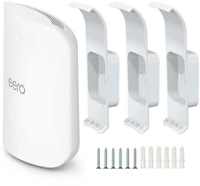Main image of Wall Mount Holder Compatible with eero Max 7 (3 Pack) | Sturdy ABS Construction, Hidden Router Cable, Space Saving, Screw-Mounted, Clean Wall Setup, Stand Bracket for eero Max 7
