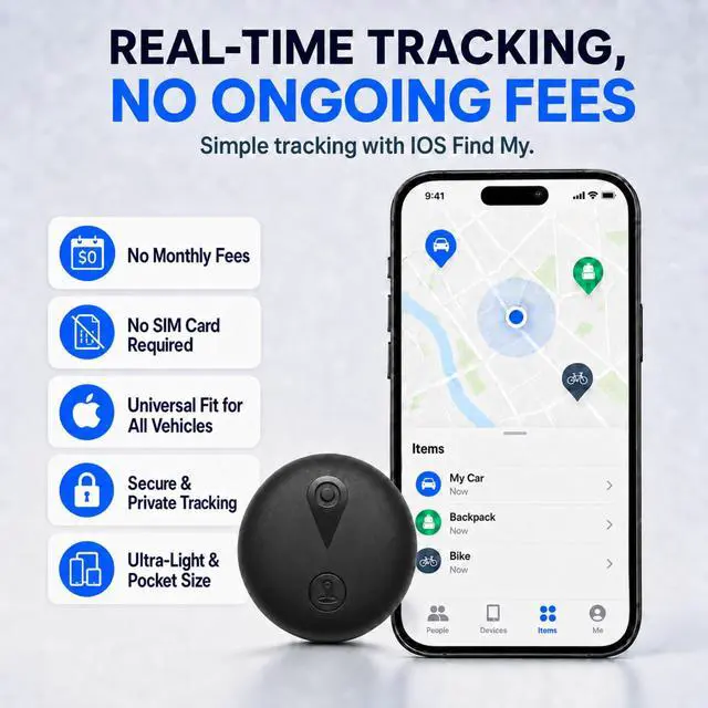 Alt view image 2 of 7 - Yinnovy GPS Tracker for Vehicles, Real-Time Tracking, No Monthly Fee | Tracker device for Vehicles, No SIM Card Needed, Works with iOS Find My, IP68 Waterproof, Magnetic GPS Locator