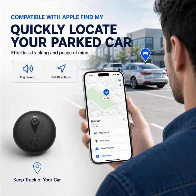 Alt view image 3 of 7 - Yinnovy GPS Tracker for Vehicles, Real-Time Tracking, No Monthly Fee | Tracker device for Vehicles, No SIM Card Needed, Works with iOS Find My, IP68 Waterproof, Magnetic GPS Locator