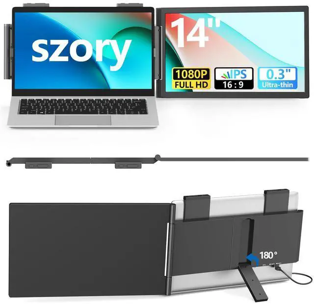 Main image of Laptop Screen Extender, 14" FHD 1080P IPS Laptop Monitor Extender Dual Screen, Portable Monitor for Laptops 13.3-16.1" with USB-C/HDMI Port, Plug & Play for Windows/Mac/Android/Switch/PS5