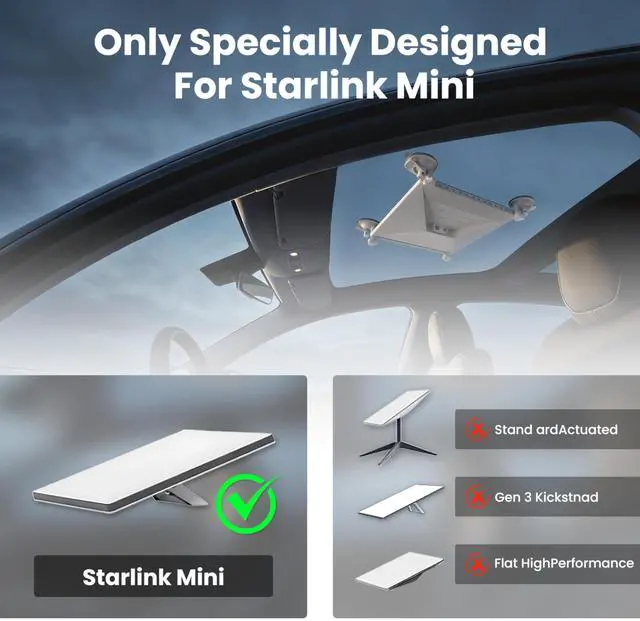 Alt view image 3 of 7 - Starlink Mini Mount 4 Strong Suction Cups for Cars, RVs & Boats, Stable | Starlink Mini Car Mount for Sunroof & Window, Widened Base, No-drill Install, Road Trips, Stable Satellite Signal Guaranteed