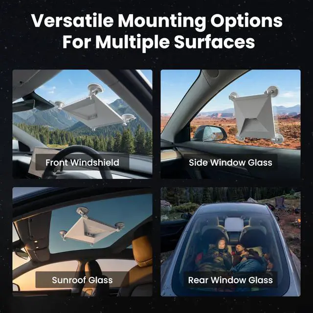 Alt view image 7 of 7 - Starlink Mini Mount 4 Strong Suction Cups for Cars, RVs & Boats, Stable | Starlink Mini Car Mount for Sunroof & Window, Widened Base, No-drill Install, Road Trips, Stable Satellite Signal Guaranteed