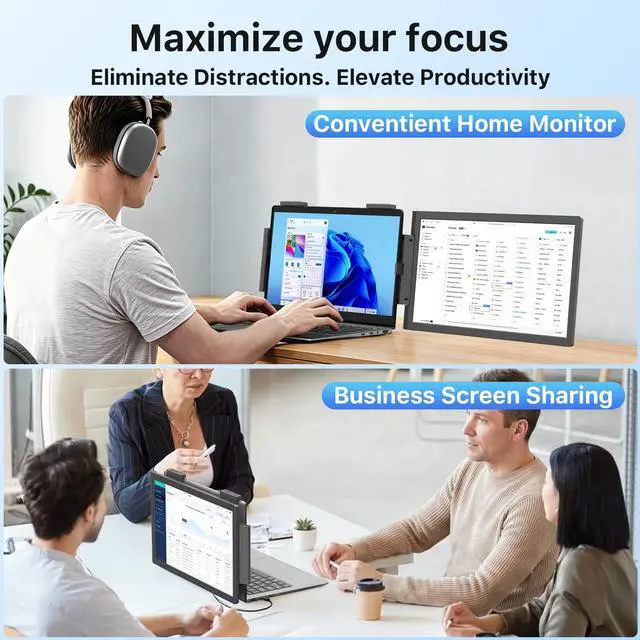 Alt view image 5 of 7 - Laptop Screen Extender, 14" FHD 1080P IPS Laptop Monitor Extender Dual Screen, Portable Monitor for Laptops 13.3-16.1" with USB-C/HDMI Port, Plug & Play for Windows/Mac/Android/Switch/PS5