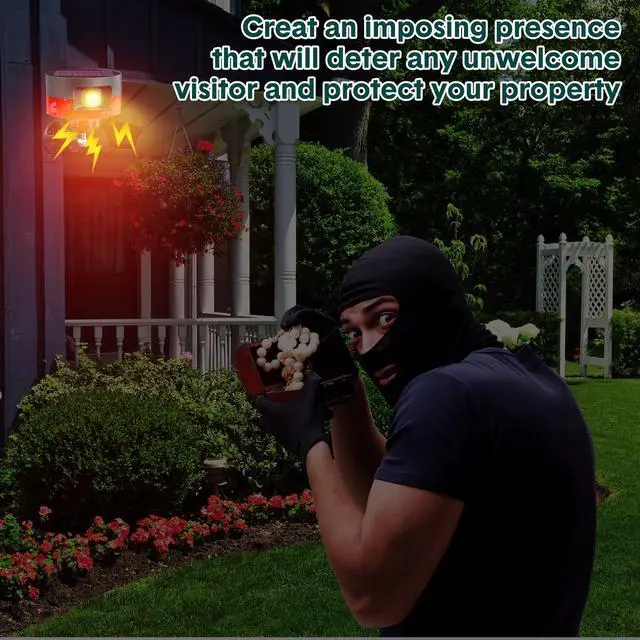 Alt view image 5 of 7 - 2 Pack Solar Outdoor Motion Sensor Alarm-Dog Barking&Gunshot Sound Support Recording Animal Deterrent for Home Security, 13 Kinds of Sounds (Red)