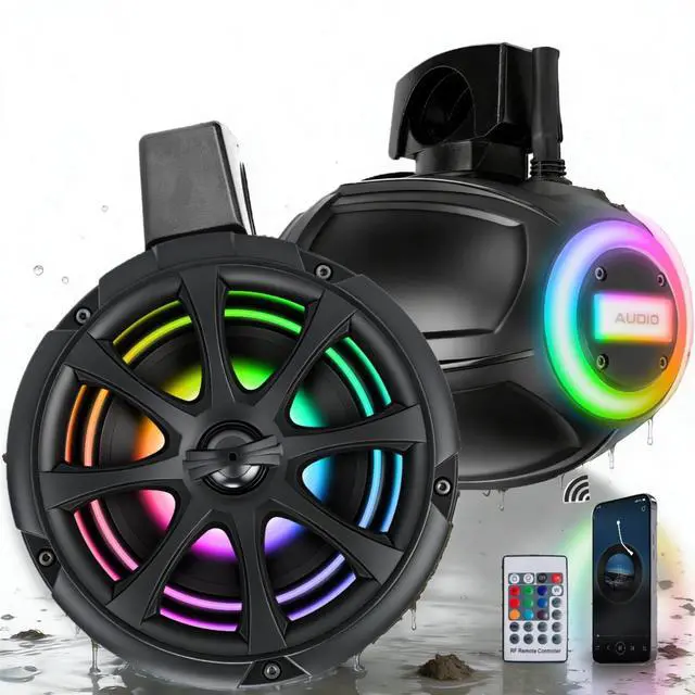 Main image of 1200W 6.5 Inch Marine Speakers, Built-in Bluetooth & Amplifier, IPX6 Waterproof Powered Subwoofers, RGB Lights, 2-Way, Independent Remote Control, Boats Audio System for ATVs, UTVs, Jeeps, Golf Cart