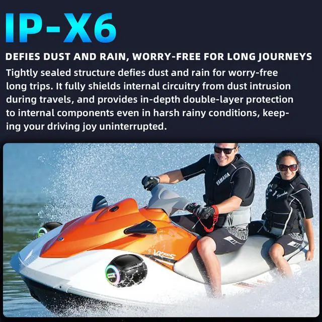 Alt view image 7 of 7 - 1200W 6.5 Inch Marine Speakers, Built-in Bluetooth & Amplifier, IPX6 Waterproof Powered Subwoofers, RGB Lights, 2-Way, Independent Remote Control, Boats Audio System for ATVs, UTVs, Jeeps, Golf Cart