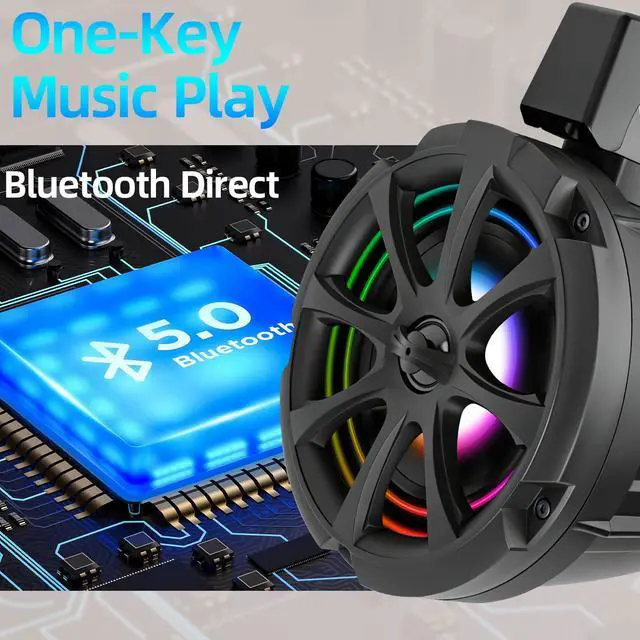 Alt view image 5 of 7 - 1200W 6.5 Inch Marine Speakers, Built-in Bluetooth & Amplifier, IPX6 Waterproof Powered Subwoofers, RGB Lights, 2-Way, Independent Remote Control, Boats Audio System for ATVs, UTVs, Jeeps, Golf Cart