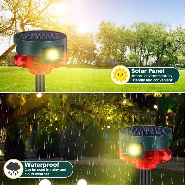 Alt view image 6 of 7 - 2 Pack Solar Outdoor Motion Sensor Alarm-Dog Barking&Gunshot Sound Support Recording Animal Deterrent for Home Security, 13 Kinds of Sounds (Red)