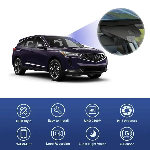 Alt view image 3 of 6 - 4K Dash Cam Suitable for Acura RDX 2019-2026 (HD2-D4151), Integrated OEM Look, 2160P UHD Video Quality, Built-in WiFi & APP, Loop Recording, Gravity Sensor, Easy to Install, 64GB Card