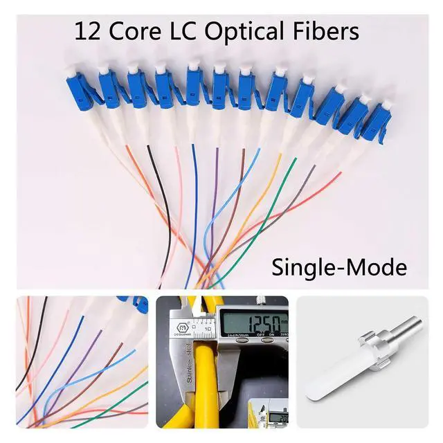Alt view image 5 of 7 - 4Pcs 1.5 Meter 12 Strand SingleMode 9/125 LC-UPC Fiber Pigtail, 12 Color-Coded LC Cable Fiber Optic Patch Cord with Zirconia Ceramic Ferrule Plug for Fusion Splicing