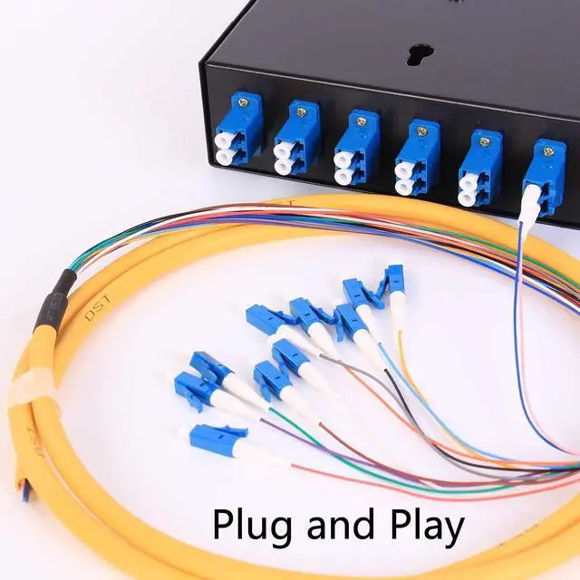 Alt view image 7 of 7 - 4Pcs 1.5 Meter 12 Strand SingleMode 9/125 LC-UPC Fiber Pigtail, 12 Color-Coded LC Cable Fiber Optic Patch Cord with Zirconia Ceramic Ferrule Plug for Fusion Splicing