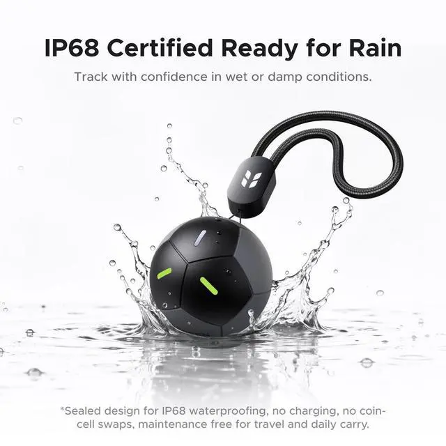 Alt view image 3 of 7 - FineTrack2 Air Tracker Tags (iOS Only) | Soccer-Shaped Key Finder Compatible with Apple Find My,7-Year Battery Life Bluetooth Tracker for Bags and More,Black