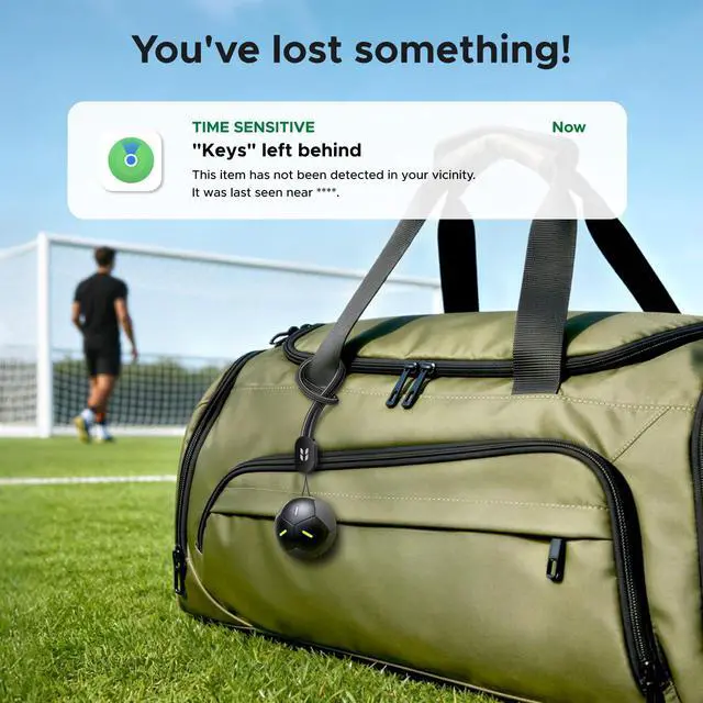 Alt view image 4 of 7 - FineTrack2 Air Tracker Tags (iOS Only) | Soccer-Shaped Key Finder Compatible with Apple Find My,7-Year Battery Life Bluetooth Tracker for Bags and More,Black