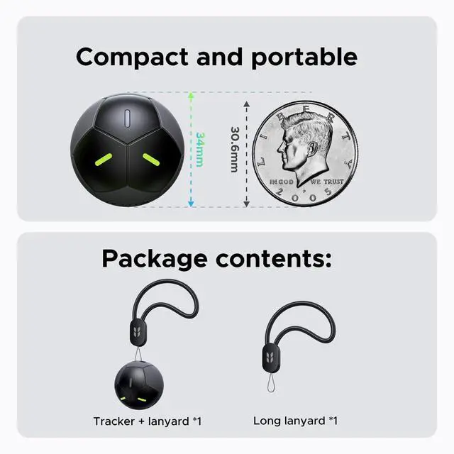 Alt view image 6 of 7 - FineTrack2 Air Tracker Tags (iOS Only) | Soccer-Shaped Key Finder Compatible with Apple Find My,7-Year Battery Life Bluetooth Tracker for Bags and More,Black
