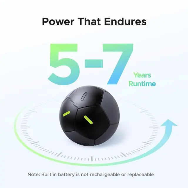 Alt view image 7 of 7 - FineTrack2 Air Tracker Tags (iOS Only) | Soccer-Shaped Key Finder Compatible with Apple Find My,7-Year Battery Life Bluetooth Tracker for Bags and More,Black