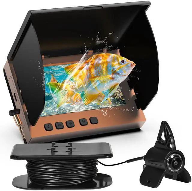Main image of Underwater Fishing Camera, 4.3 Inch LCD, Infrared Night Vision, Wide Angle IP68 Waterproof Portable Fish Camera for Ice, Lake, Boat & Kayak Fishing (Gold)